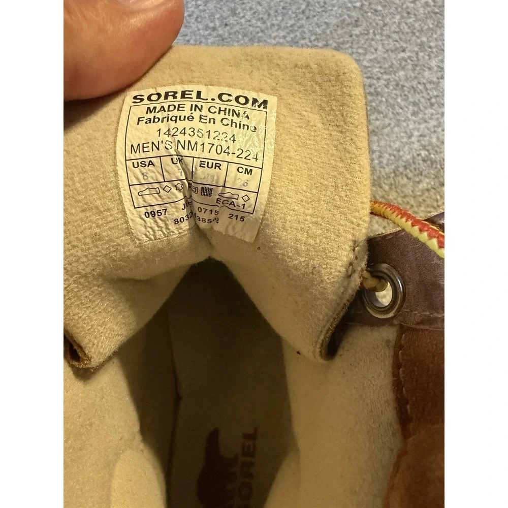 Cheyanne Brown Leather Winter Duck Ankle Boots Sorel Men Sz. 8